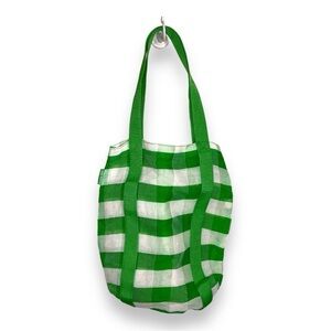 OLD NAVY GREEN WHITE REUSABLE BAG BEACH CHECKERED PLAID LIGHTWEIGHT BEACH